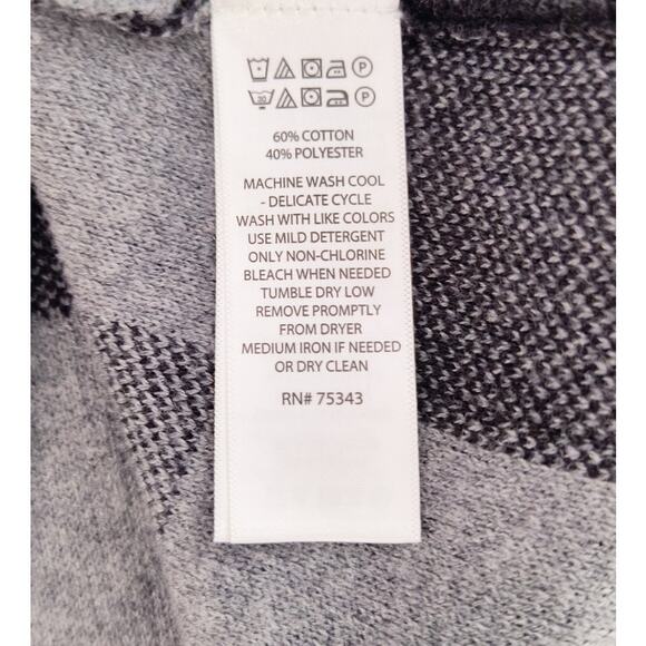 Adrienne Vittadini Cardigan Women's Size S Black Gray Check Full Zip Pockets - Picture 9 of 12